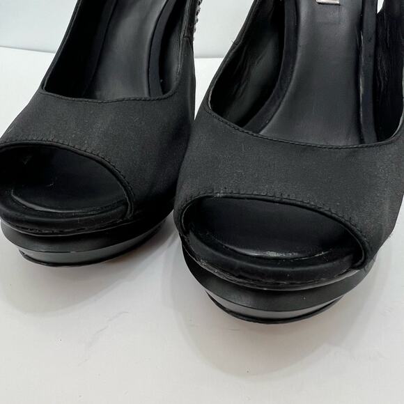 BCBGMAXAZRIA Ma-Lady Satin Embellished Platform Stiletto Heels | Size: 10B - Picture 6 of 15